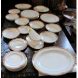 A Royal Doulton Darjeeling dinner service including two oval dishes, gravy boat with stand, bowls,