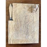 Oak Carved Mouse Cheeseboard, Ben Oxley, The Windsor Mouseman Cheese Board With knife.