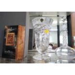 A Waterford Crystal Book of Kells Collection vase with leaflet in original lidded box 22cm; and a