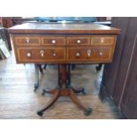 A George III Mahogany Inlaid Specimen Table. Fitted with six drawers. Circa 1770. With conch shell