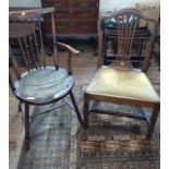 2 Bedroom Chairs, one in need of repair to upholstered seat