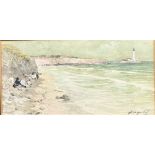 T S Hutton. watercolour St Mary's Island. Signed lower right. Thomas Hutton - Thomas Swift Hutton (