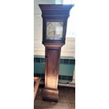 An Oak Longcase clock. James Hughes, Brinkworth. The white enamel dial with Arabic numerals. With
