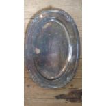 A silver-plated oval tray