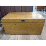 A large Victorian wooden chest. 47cm x 83cm x 51cm.