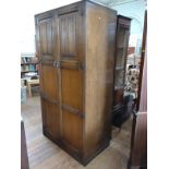 A vintage oak wardrobe, two-door. 177cm x 92cm x 54cm
