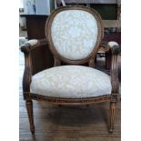 A French Walnut Framed Fauteuils. In Louis XV style. 20th century.