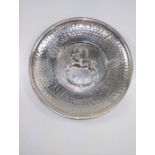 830 silver hammered design Aries Ram dish 16cm diameter