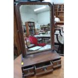 A George III mahogany Toilet Mirror. Fitted with three small drawers. 62cm x 42cm x 21cm