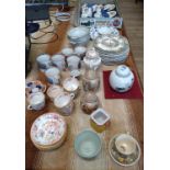 Copeland Spode Byron plates, Spode Flemish green bowl, Japanese and English tea wares, and a Chinese