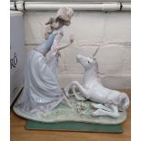 Lladro The Princess and the Unicorn with box 27.5cm