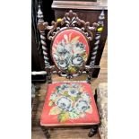 A Decorative Victorian Hall Chair. With beadwork upholstery. Circa 1860. provenance 80 Rose Street