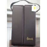 A harrod's quality leather double wine case bottle carrier