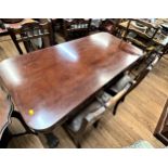 An Early 19th century mahogany side table. Circa 1830. Together with five late Victorian Dining