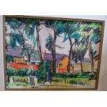 Richard Conway-Jones. A coloured pencil Drawing. Houses in brook street Twyford. Signed Lower right.