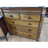 A Victorian Chest of drawers. Two short over three long drawers. 120cm x 130cm x 54cm.