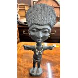 A Vintage African Fertility Figure, possibly Ashanti Ghana. In black wood. 32cm long.