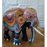 A Vintage Painted Solid Carved Wood Elephant. Circa 1950. 16cm high. Provenance 80 Rose Street