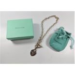 Tiffany silver heart pendant tag toggle choker necklace