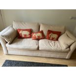 Sofa: large two seater in ivory. 233cm wide (including arms) 104 cm depth