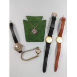A small collection of ladies' wristwatches including Omega.