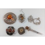 Seven silver colour metal Scottish brooches. provenance 80 Rose Street Wokingham.