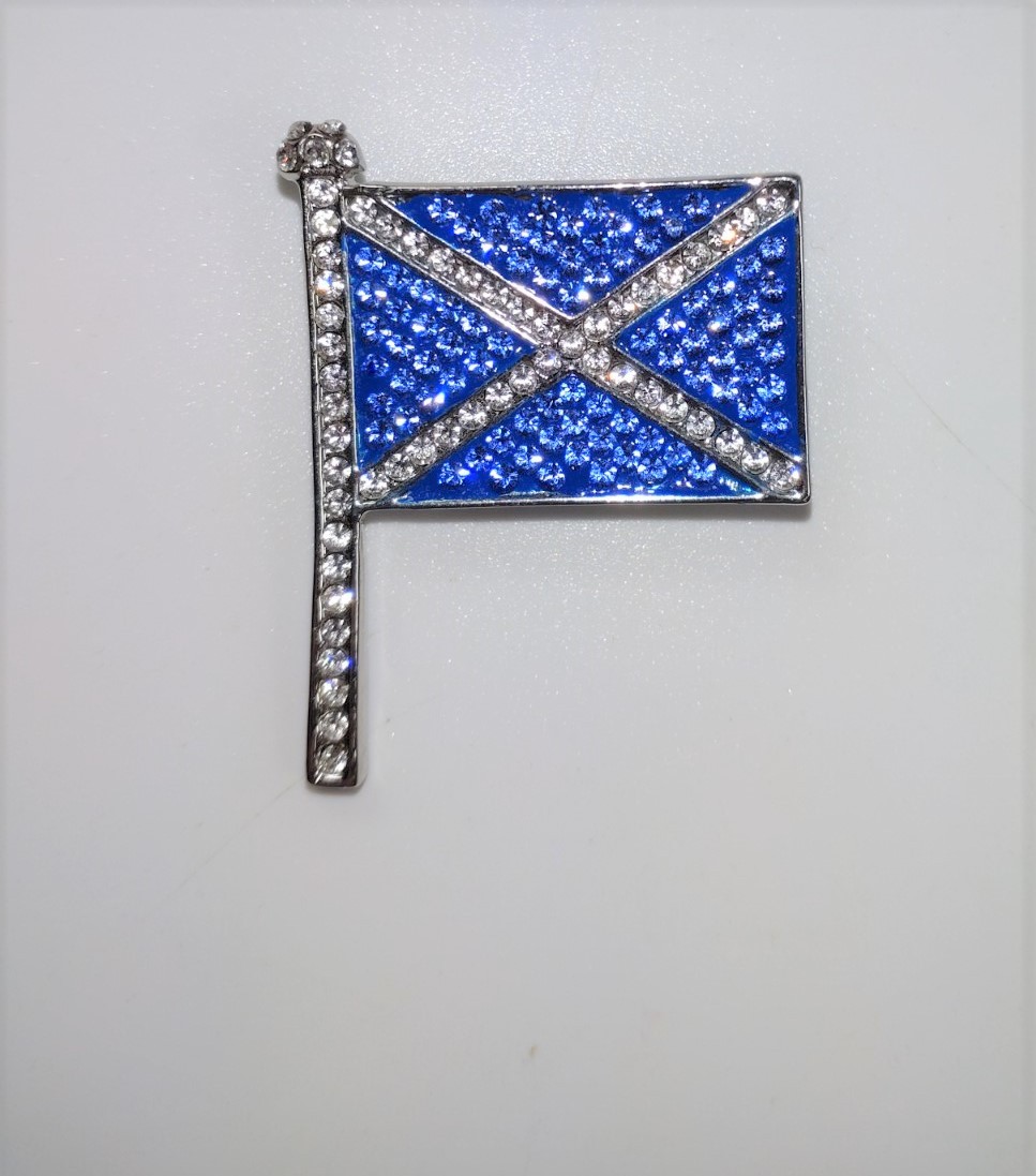 A blue and white paste flag, a red glass bow, and a bird brooch. provenance 80 Rose street - Image 2 of 4