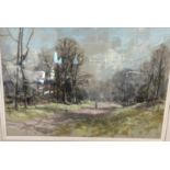Aubrey R Phillips RWA (1920-2005) Pastel signed. " A Walk in the Woods"