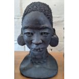 A Vintage African Studio Pottery Bust Sculpture Signed Flora. 19cm high. provenance 80 Rose Street
