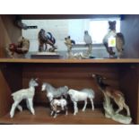 Ceramic model birds, deer and horses (10)