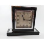 An onyx and chrome Art Deco mantle clock, not working