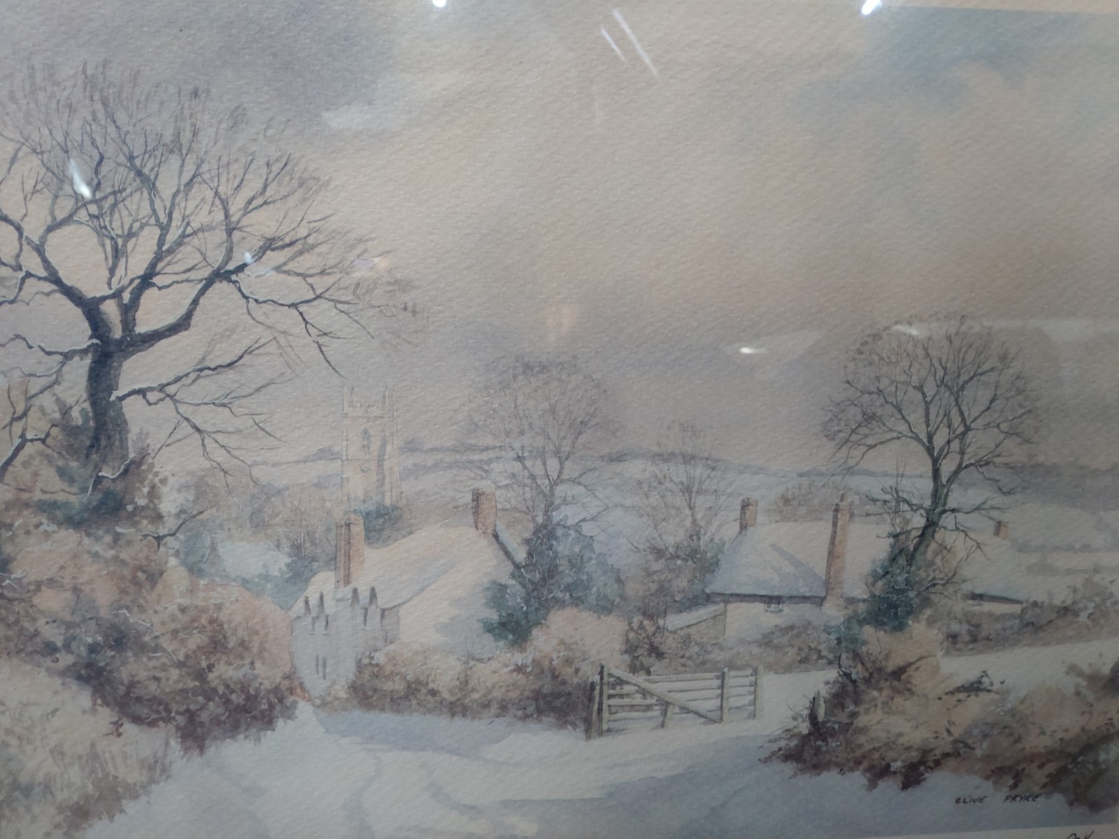 Clive Pryke (1948-2017) signed, limited edition print, No. 240/950. A Winter Scene. Fine Art stamp.