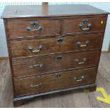 A George III Chest of drawers. late 18th century. Fitted with two short and three long graduated