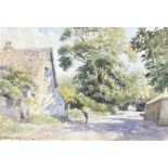 Ronald Way. watercolour. Figure on a country lane. Signed lower left. 26cm x 37.5cm