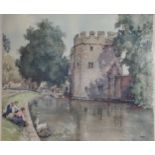 Limited edition print, signed. A Castle with moat.
