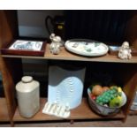 A Franklin Porcelain Turkey bowl, wall clock and other items