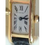 A Cartier ladies 18ct yellow gold Tank Wristwatch, on an 18ct gold clasp, marked Cartier