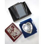 A Links mono notepad with case together with an address book with applied silver floral design and