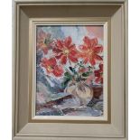 D. Jetten - Dahlias, oil on board, signed, dated on reverse 1961, 29cm x 21cm, framed, overall