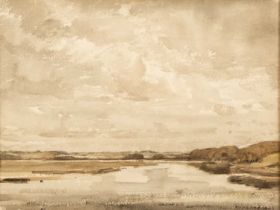 David Muirhead (1867-1930), 'On the Tweed near Berwick', watercolour, signed and dated 1923 to the