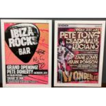 A group of six Ibiza Rave and DJ set posters one advertising the Ibiza Rocks Bar Grand Opening