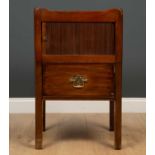 A George III mahogany tray top night stand with a tambour front above a single drawer, on square