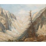 Melcher (20th century school) snow in a mountain valley, oil on canvas, indistinctly signed lower