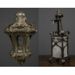 A lantern of octagonal shape with fleur de lis, floral and foliate decoration, approximately 56cm