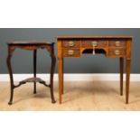 A late 19th century mahogany side table with five drawers and square tapering legs, 88cm wide x 54cm