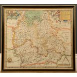 An antique map of counties to include Bedfordshire, Hertfordshire, Oxfordshire and Northamptonshire,