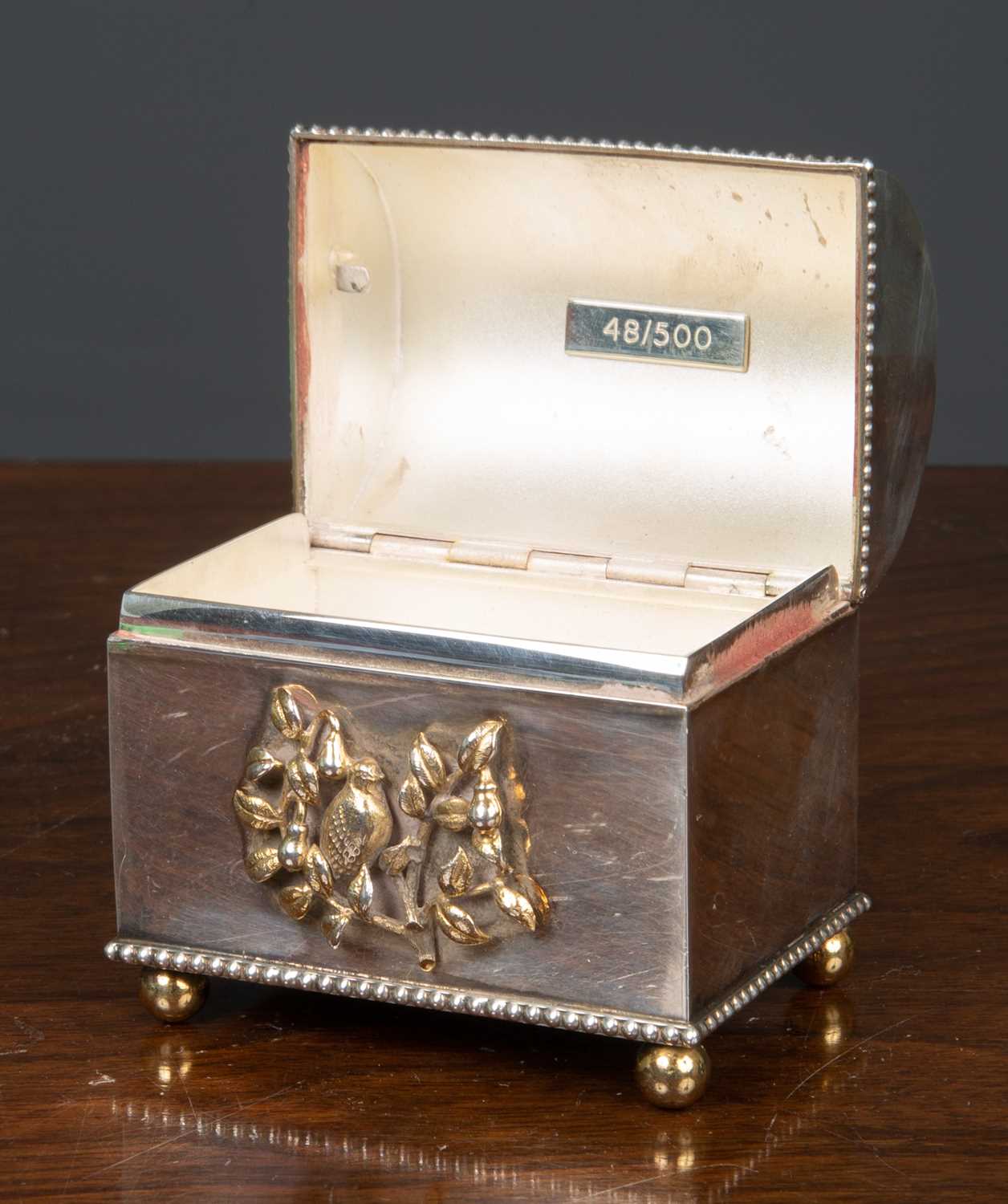 A limited edition silver musical box manufactured by St James' House, stamped to the lid 48/500, - Image 3 of 6