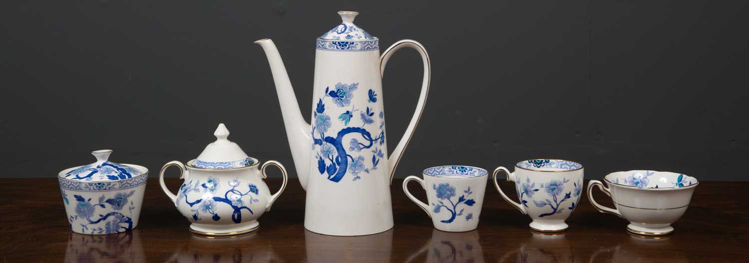 A Royal Grafton Dynasty part tea service with blue and white flower pattern to include teacups, - Image 3 of 6