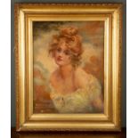 Winifred L Leale, portrait of a young woman after S Hare RI, oil on canvas, signed lower left, in