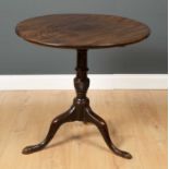 A 19th century mahogany tripod table the circular top 75cm diameter x overall 70cm highCondition